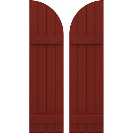 Americraft 4-Board (2 Batten) Wood Joined Board-n-Batten Shutters W/ Arch Top, ARW101BQ414X50MRH